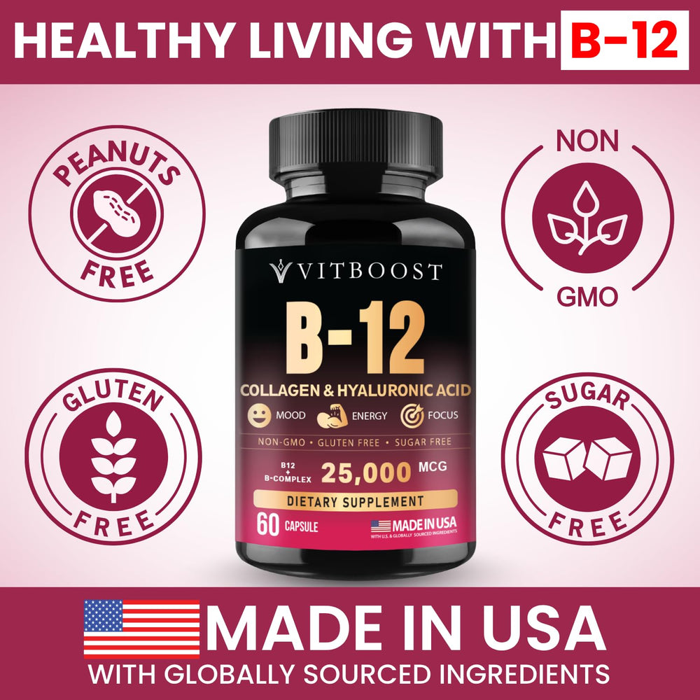 VITBOOST ingredientes en primer plano destacando colágeno y B12