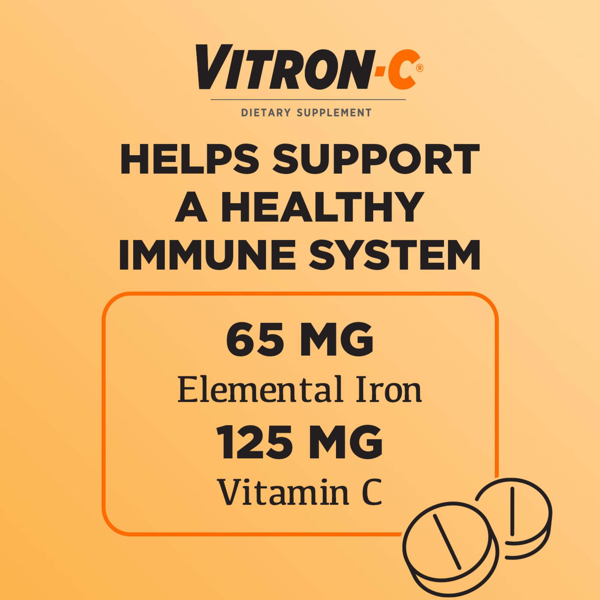Vitron-C frasco abierto con tabletas visibles que facilita la toma diaria