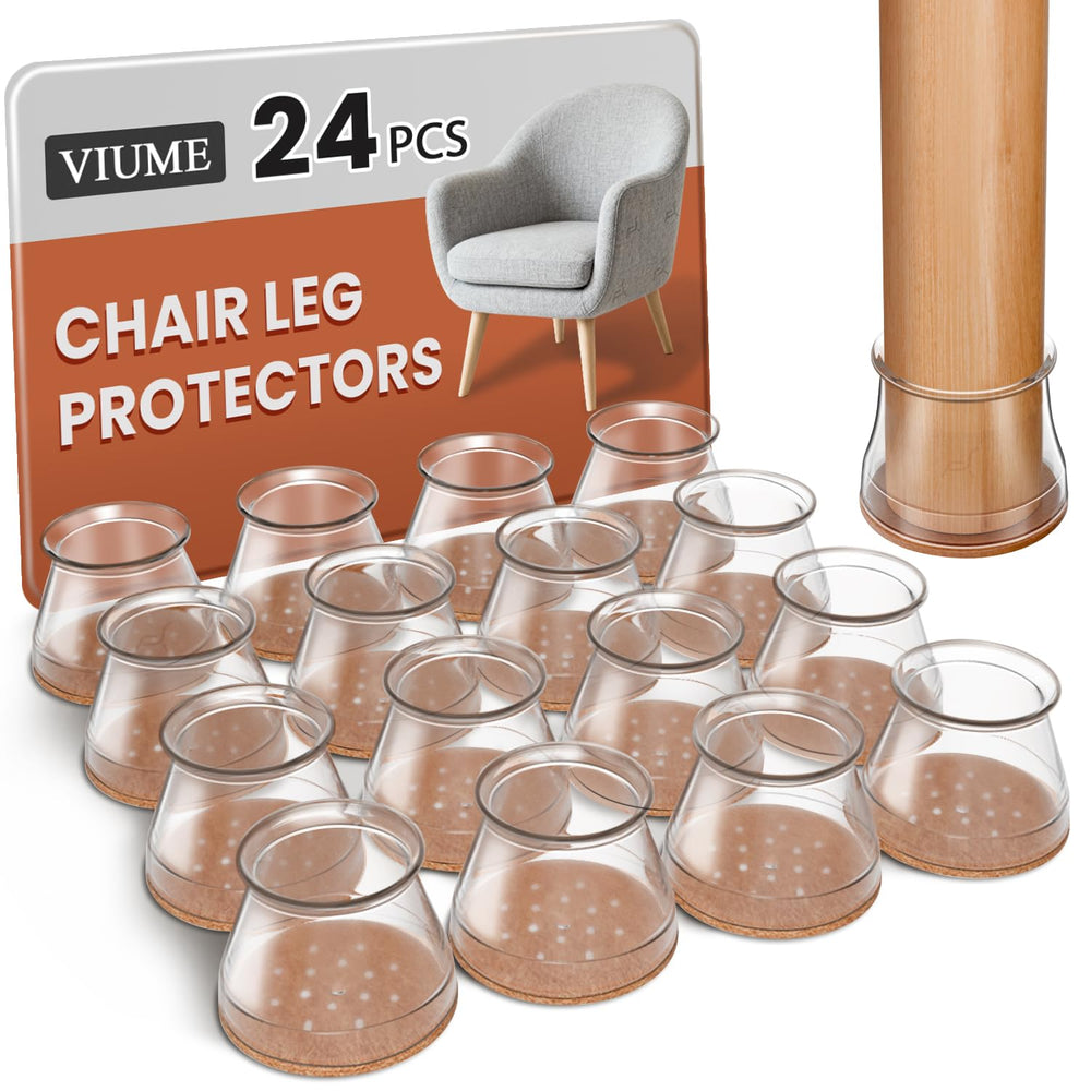 VIUME vista frontal del empaque con 24 protectores protegiendo suelos