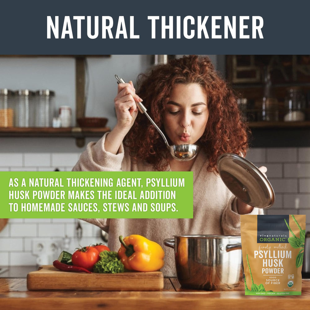 Viva Naturals mezclado en smoothie mejorando textura y consistencia