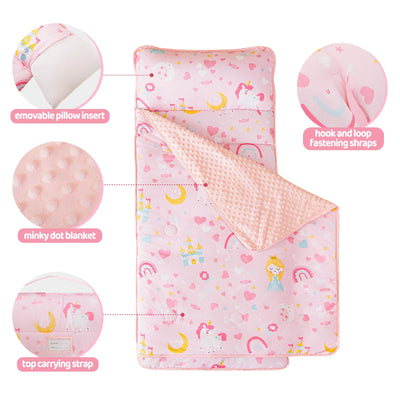 Viviland unfolded blanket showing princess-unicorn-castle design and warmth