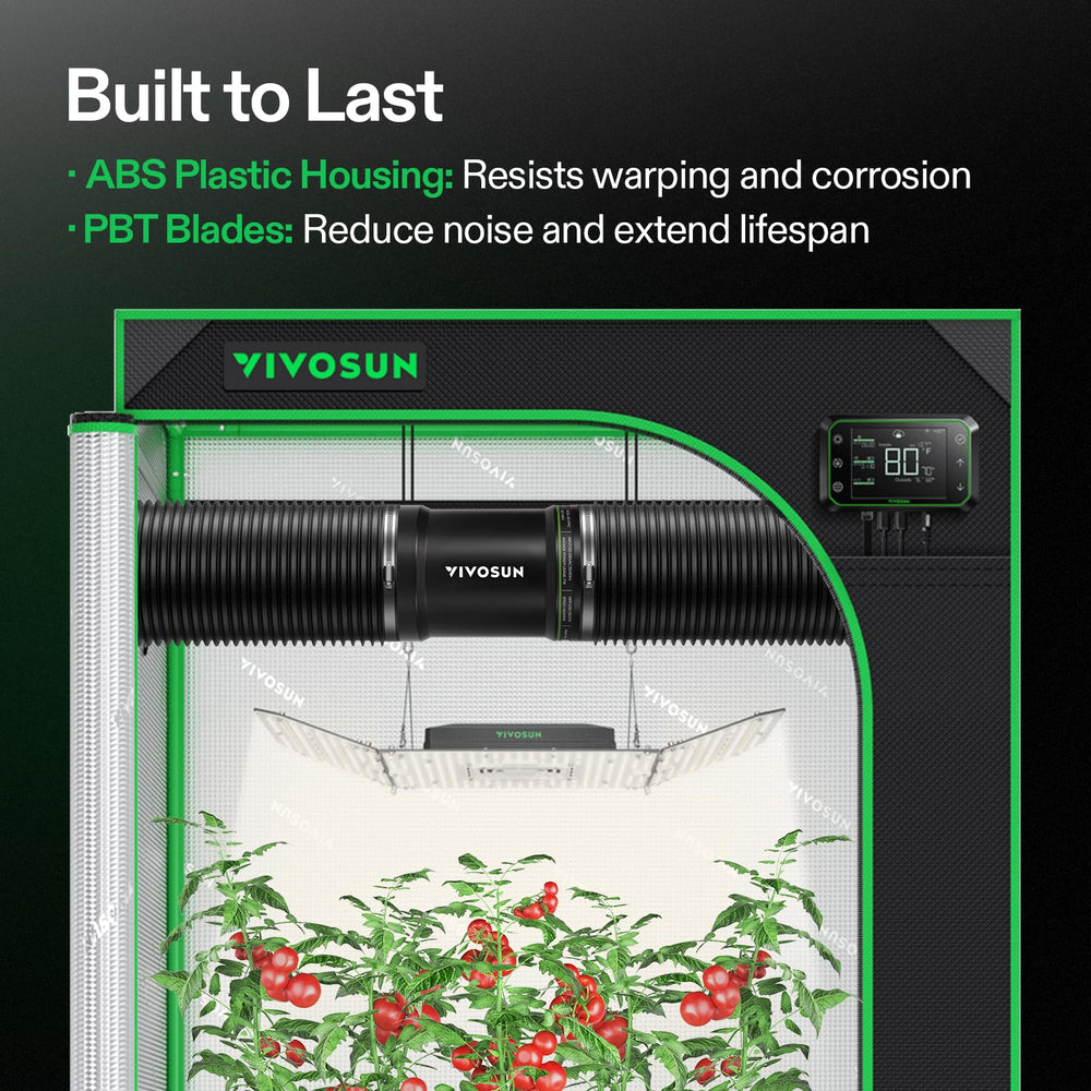 VIVOSUN fan mounted in bathroom showing quiet exhaust and odor removal benefit