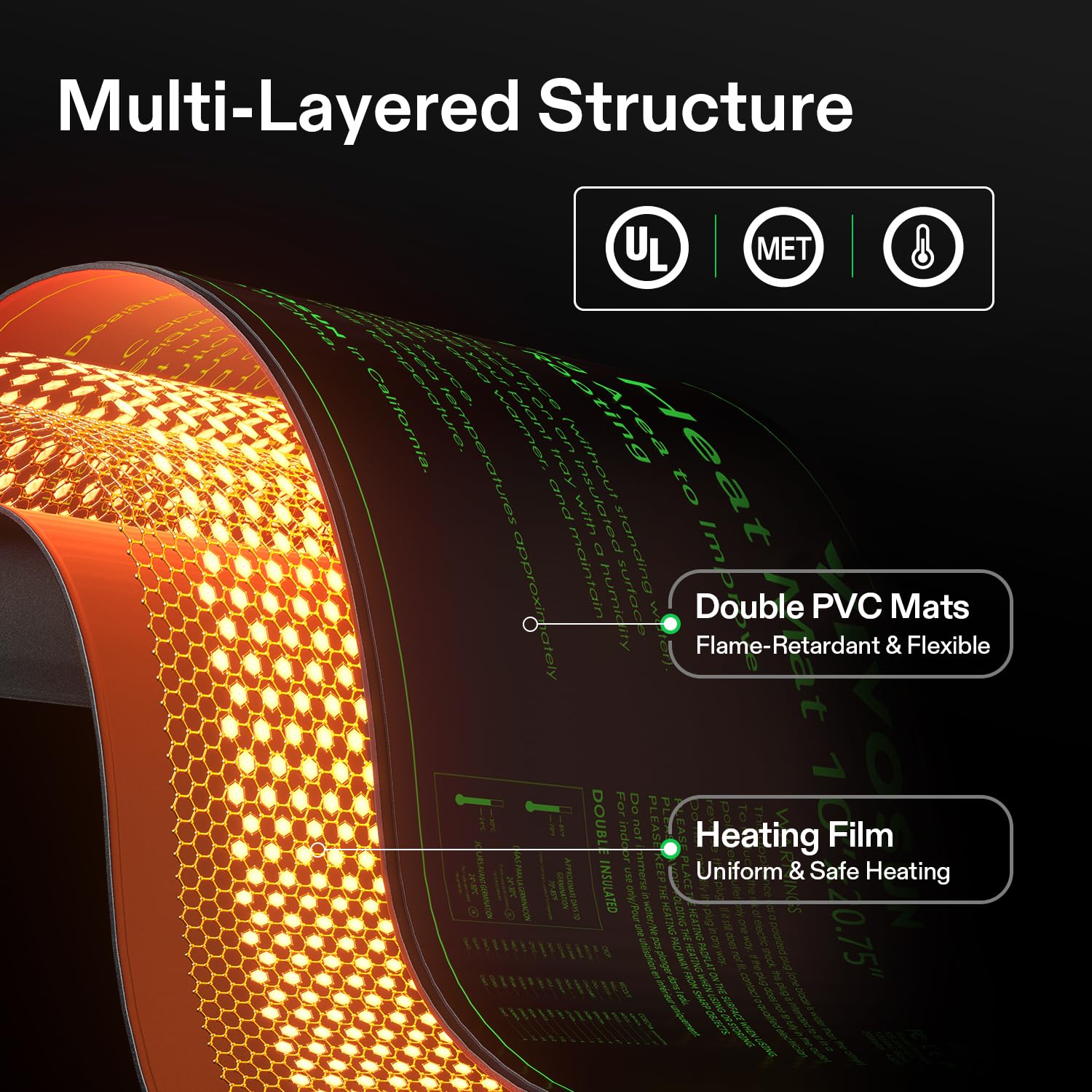 VIVOSUN primer plano de la textura del tapete que facilita limpieza y durabilidad