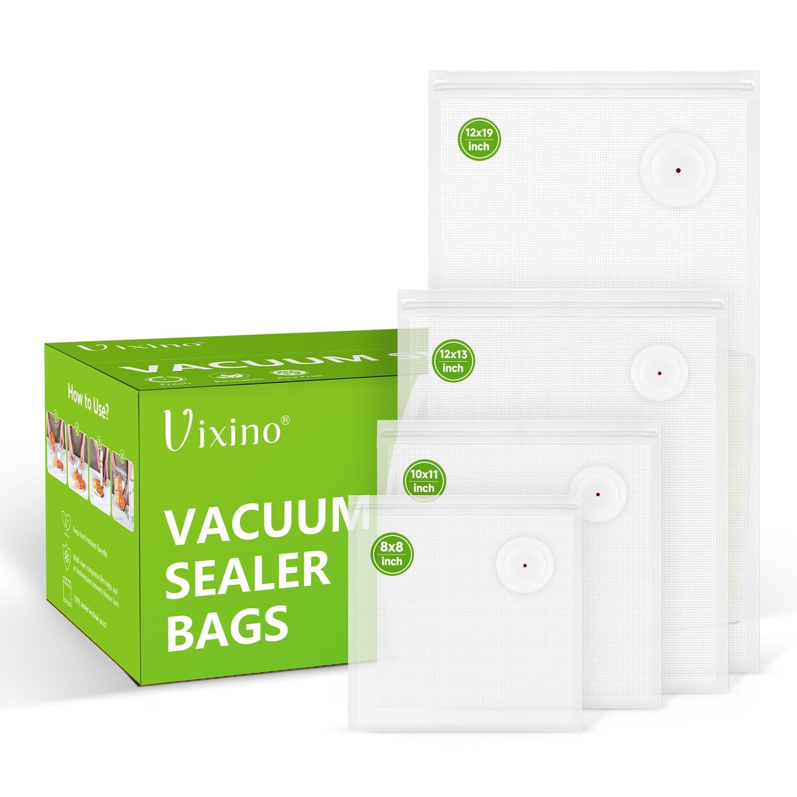 Vixino frente del paquete mostrando todas las bolsas y beneficios