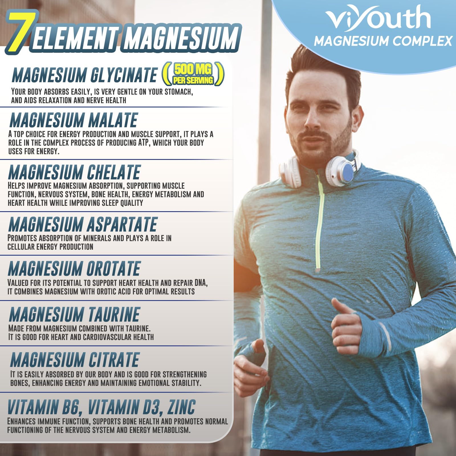 VIYOUTH etiqueta nutricional con dosificaciones y formas de magnesio