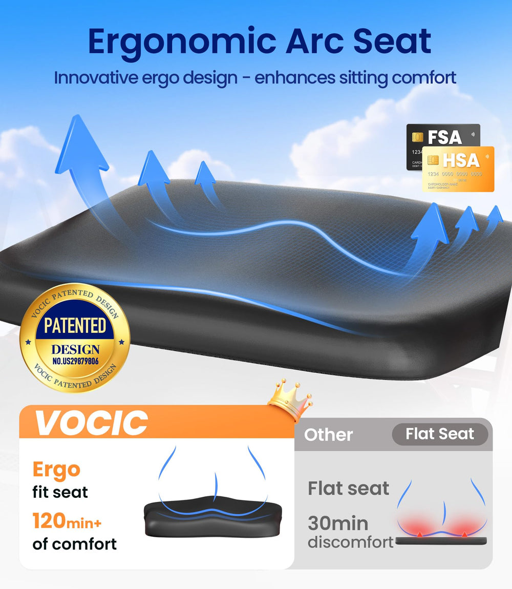 VOCIC primer plano del asiento acolchado 1.6" para mayor confort al sentarse