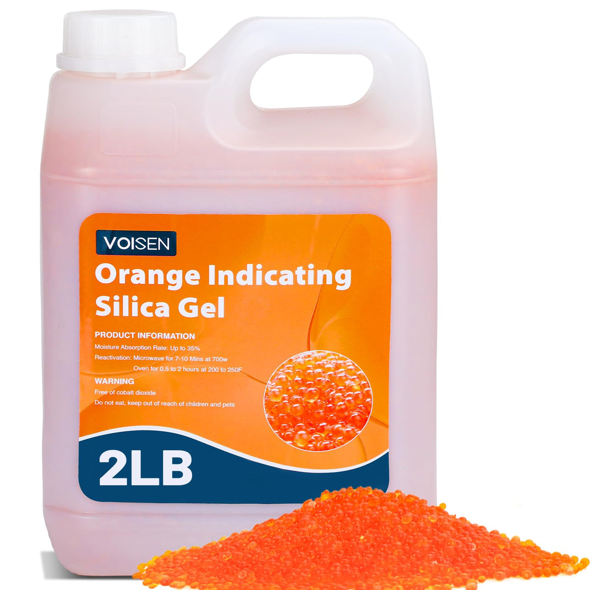 VOISEN envase frontal naranja con perlas que protegen contra humedad