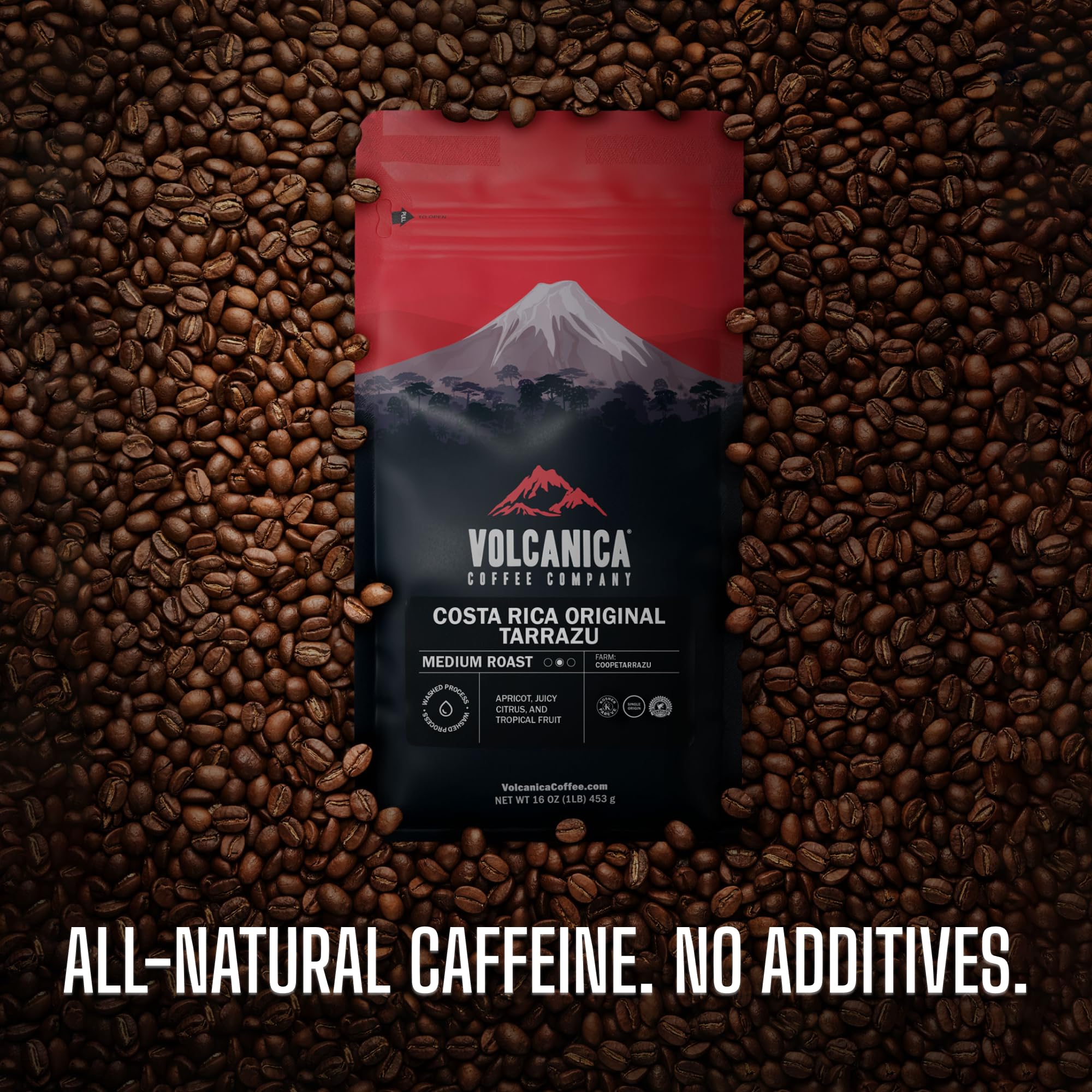 Volcanica Coffee lifestyle breakfast scene showing cup and beans for morning enjoyment