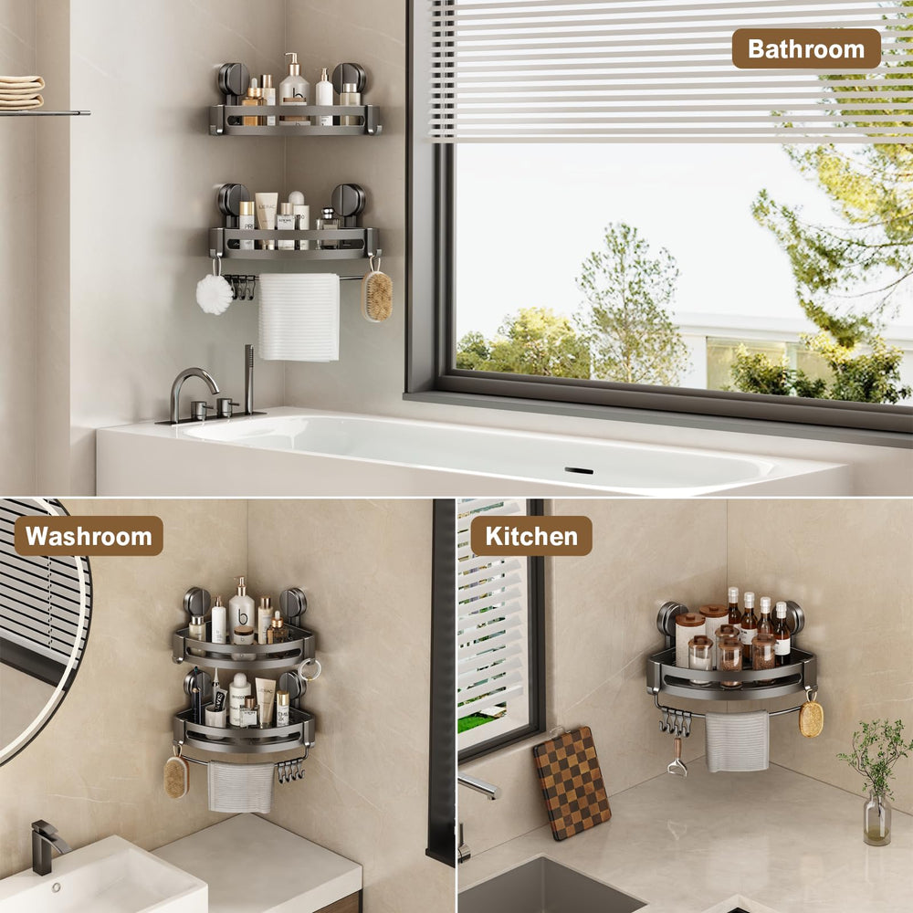 VOLPONE estante instalado en baño moderno optimizando espacio