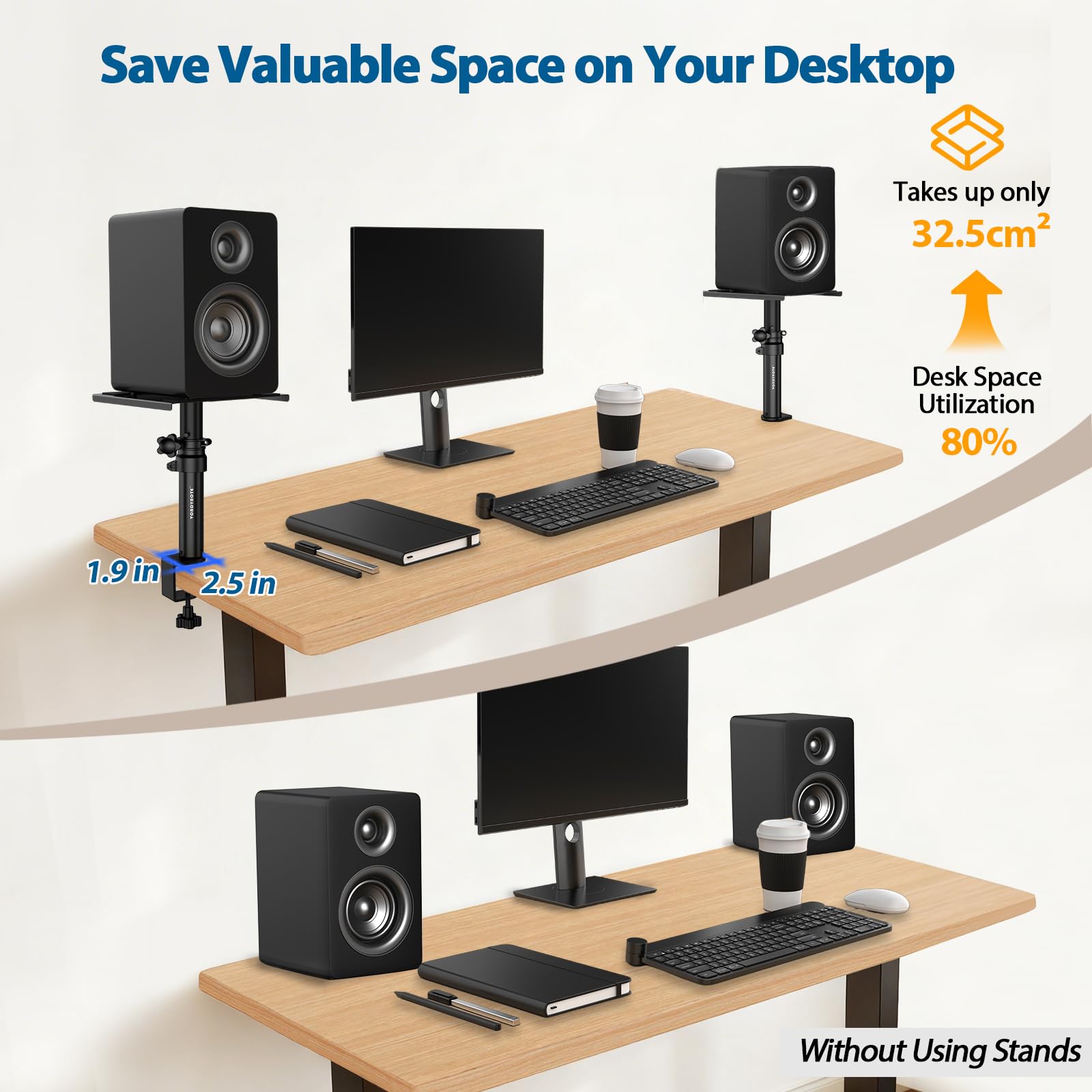 Vondynote placa superior metálica 9x9 con almohadilla antideslizante para monitores