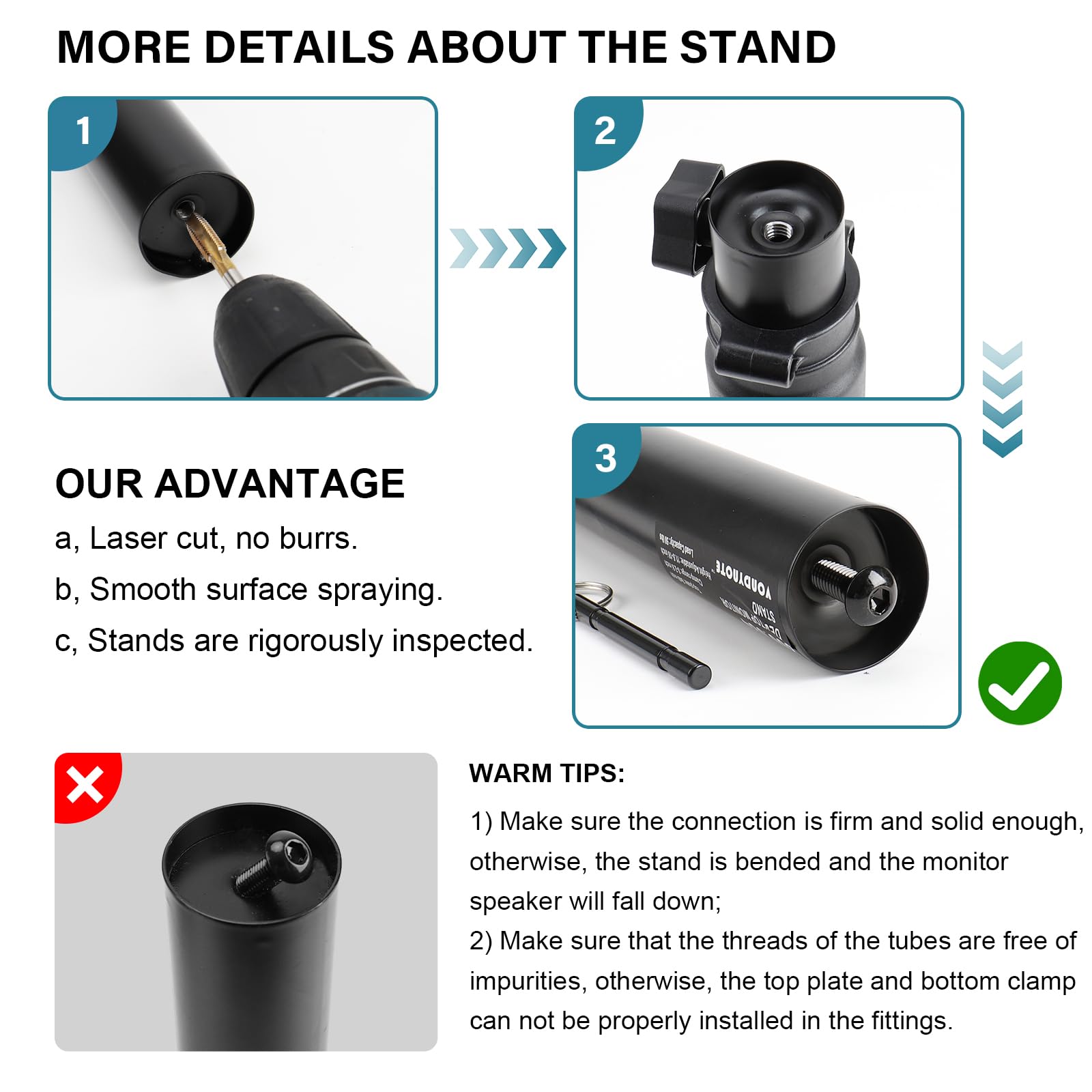 Vondynote tornillos M8 y llave Allen incluidos para montaje rápido y seguro