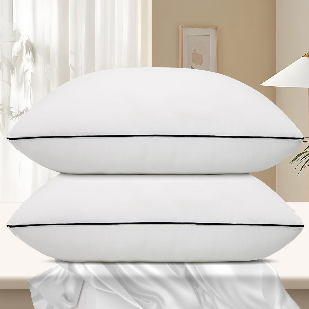 Vorouhals vista frontal del pack de dos almohadas con presentación elegante y confortable