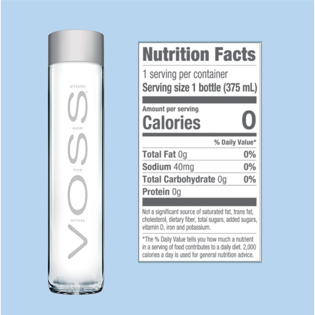 VOSS botella junto a mano para comparar tamaño y portabilidad