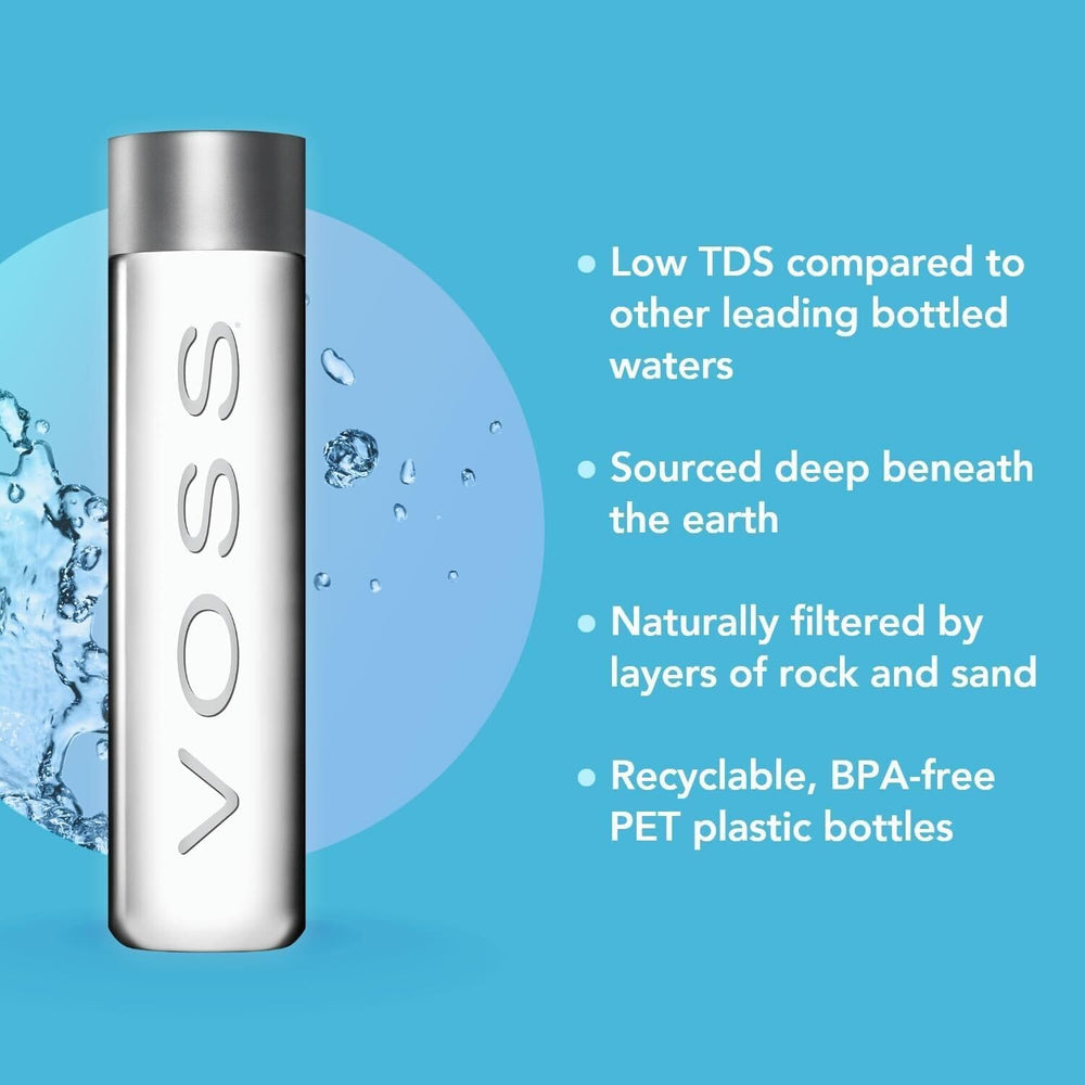 VOSS etiqueta con logo destacando diseño icónico y aspecto premium
