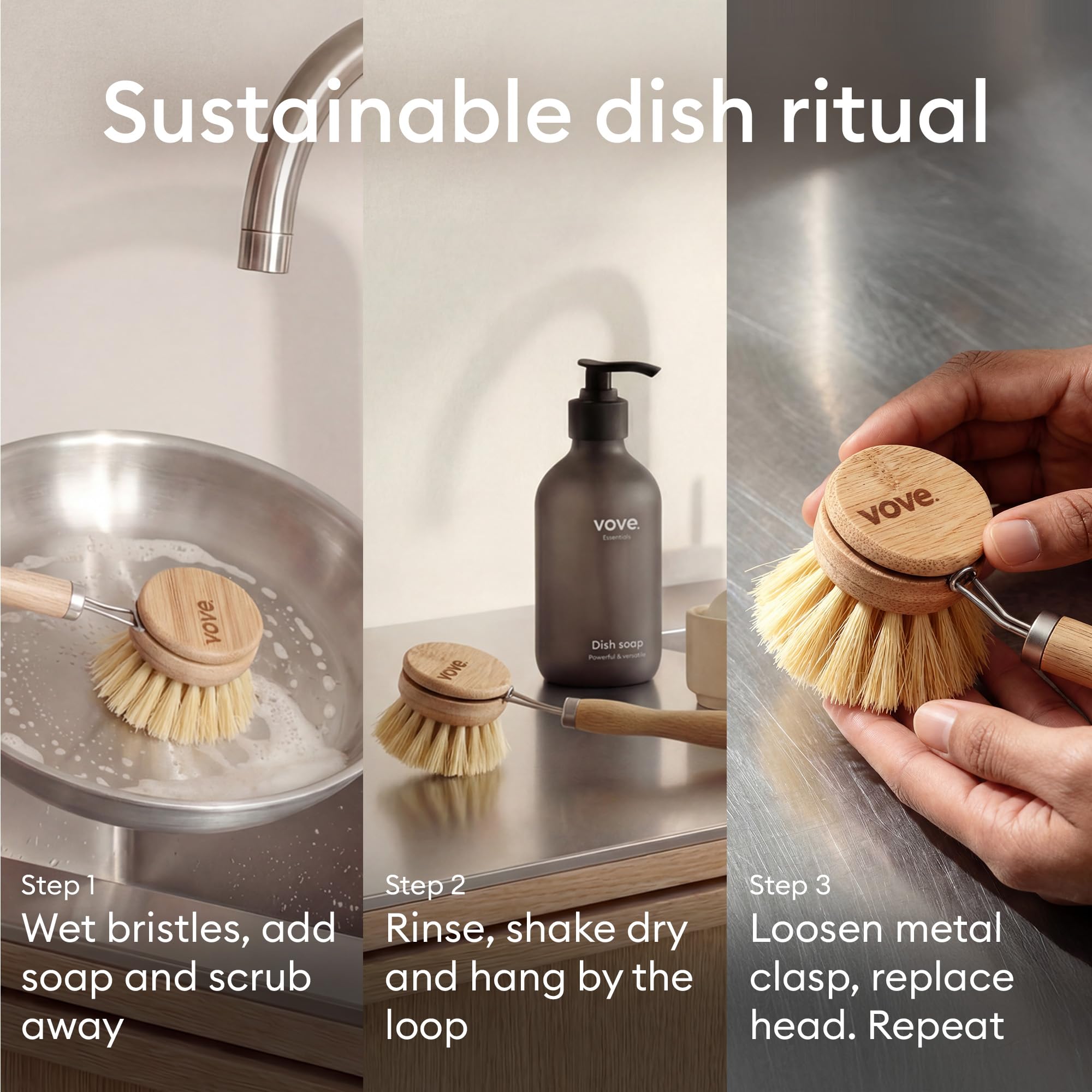 Vove en cocina estilo minimalista promoviendo alternativa sin plástico