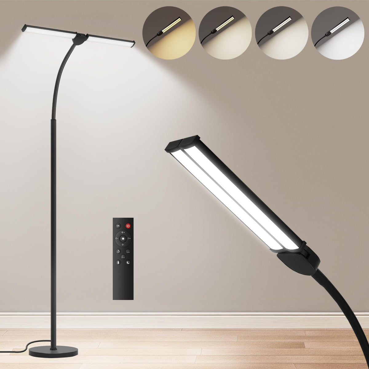 VrimNowit lámpara de pie frontal iluminación amplia y uniforme