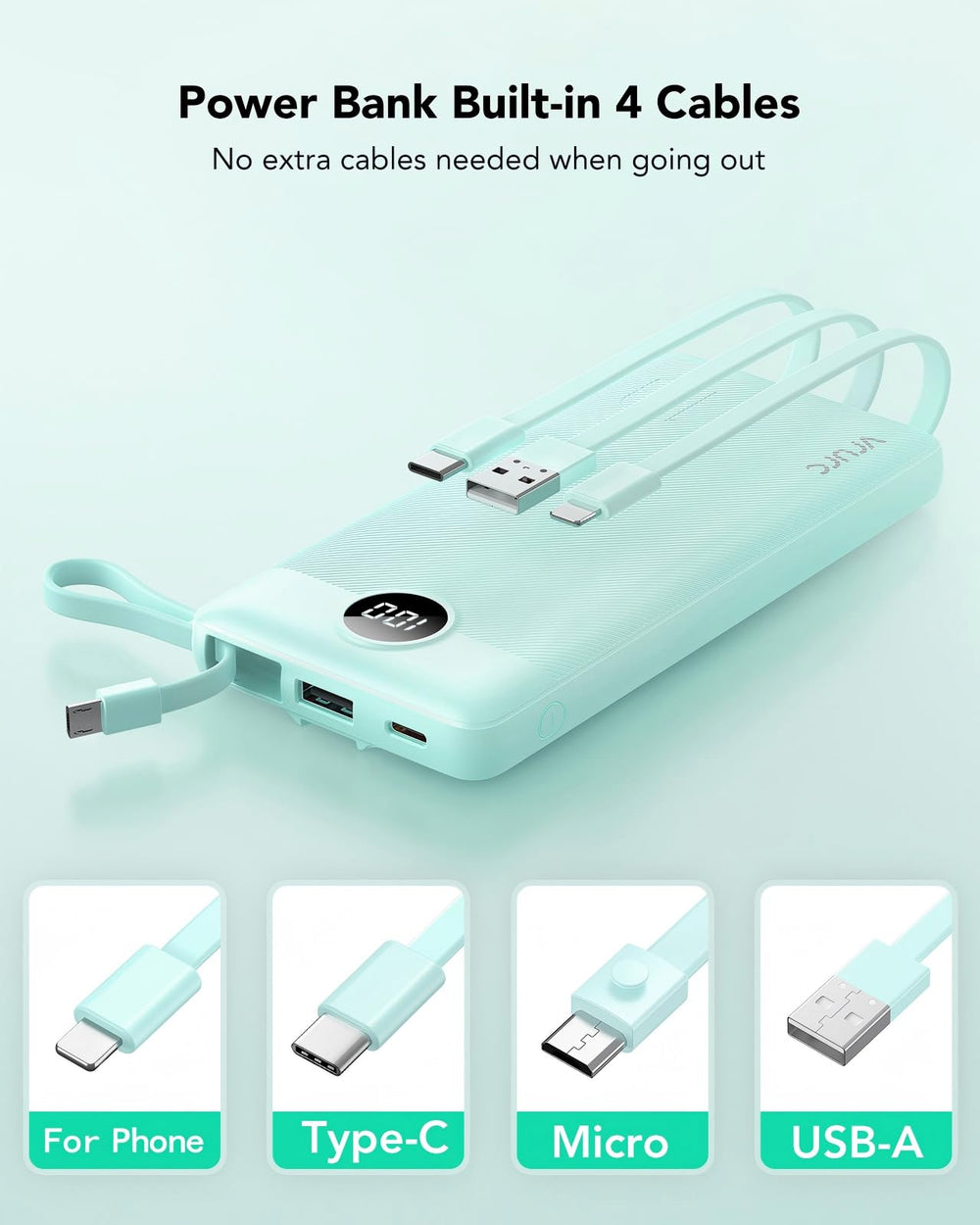 VRURC cables integrados desplegados para cargar sin necesidad de accesorios
