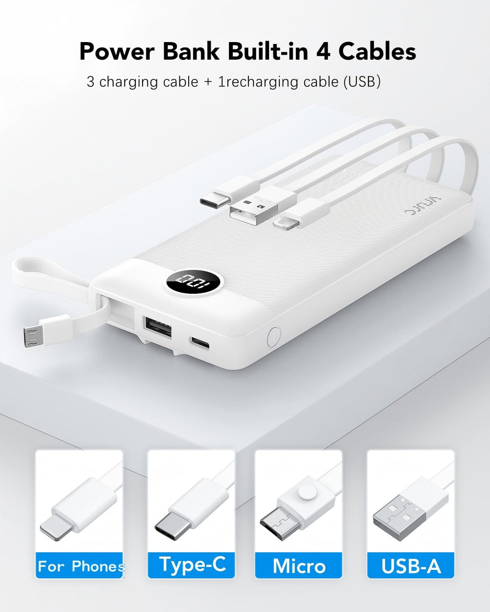 VRURC cables integrados extendidos que evitan enredos y facilitan carga
