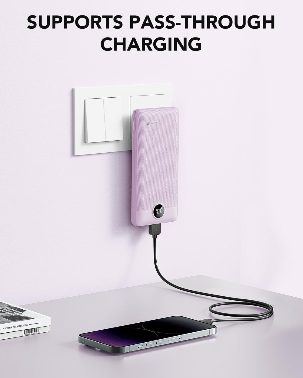VRURC enchufe AC plegable desplegado para cargar sin cables externos