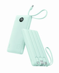 VRURC vista frontal del cargador portátil mostrando su tamaño y oferta todo en uno