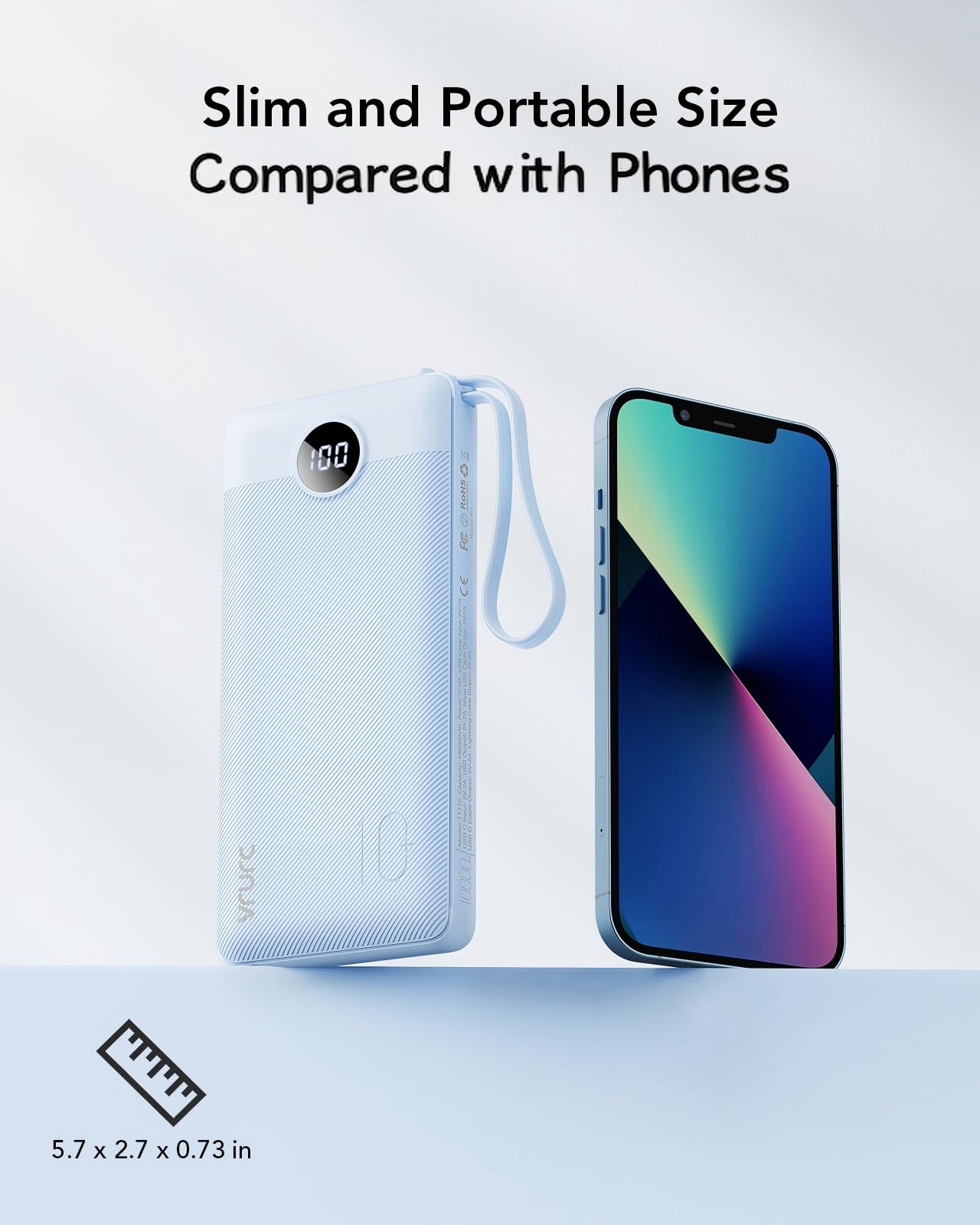 VRURC puertos USB-C y USB-A visibles para recarga rápida y múltiples salidas