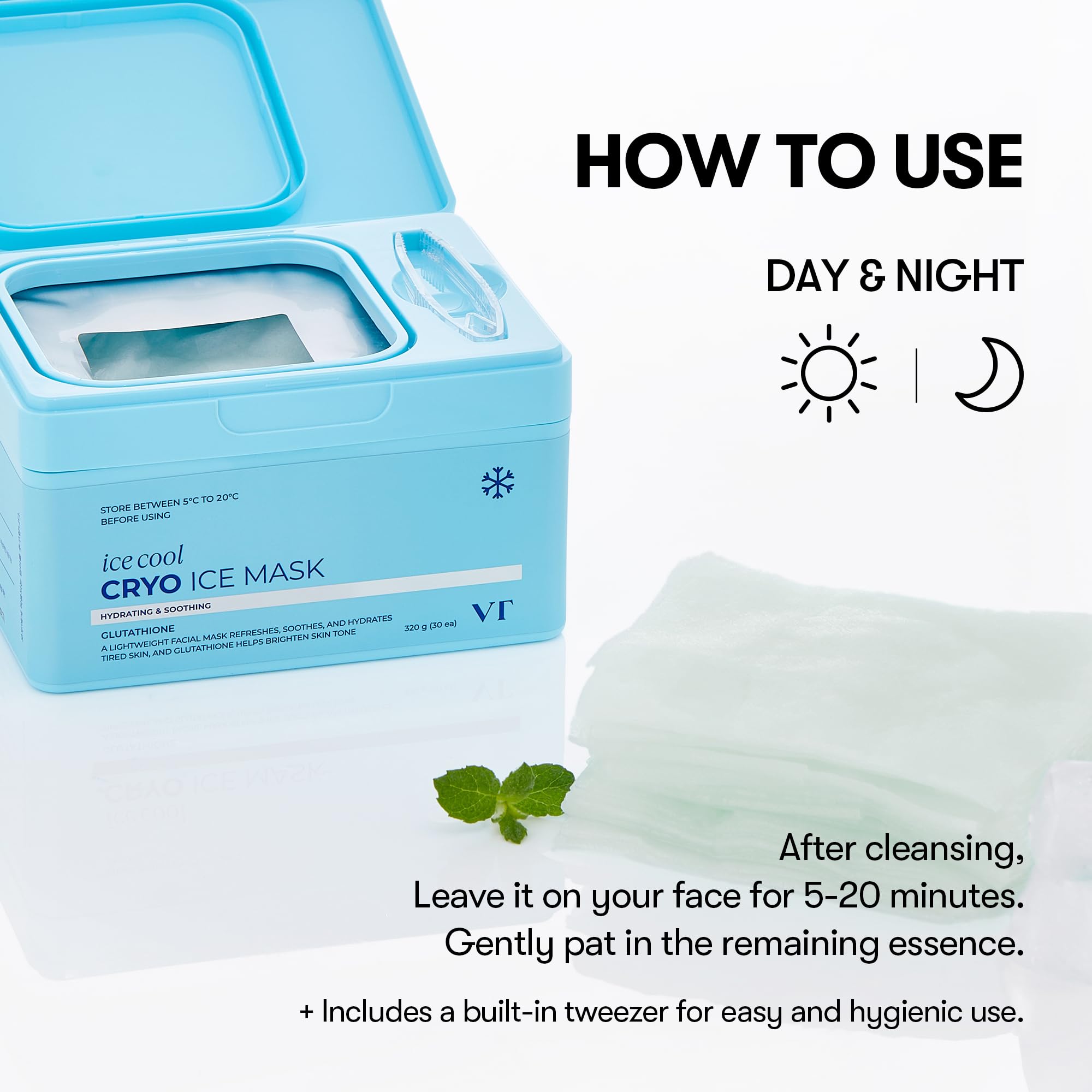 VT COSMETICS caja abierta con pinzas para manipulación higiénica