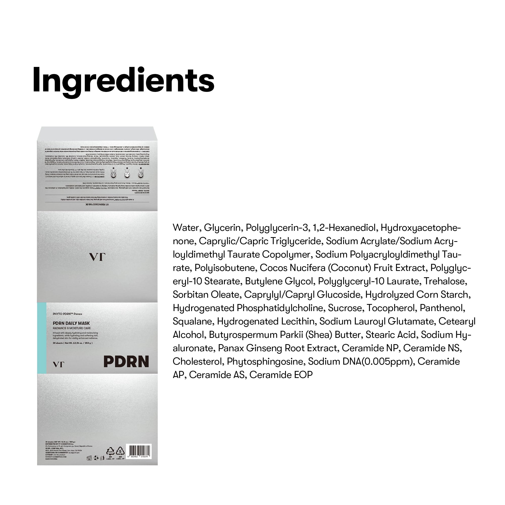 VT COSMETICS ingredientes ginseng y ceramidas resaltando nutrición y barrera