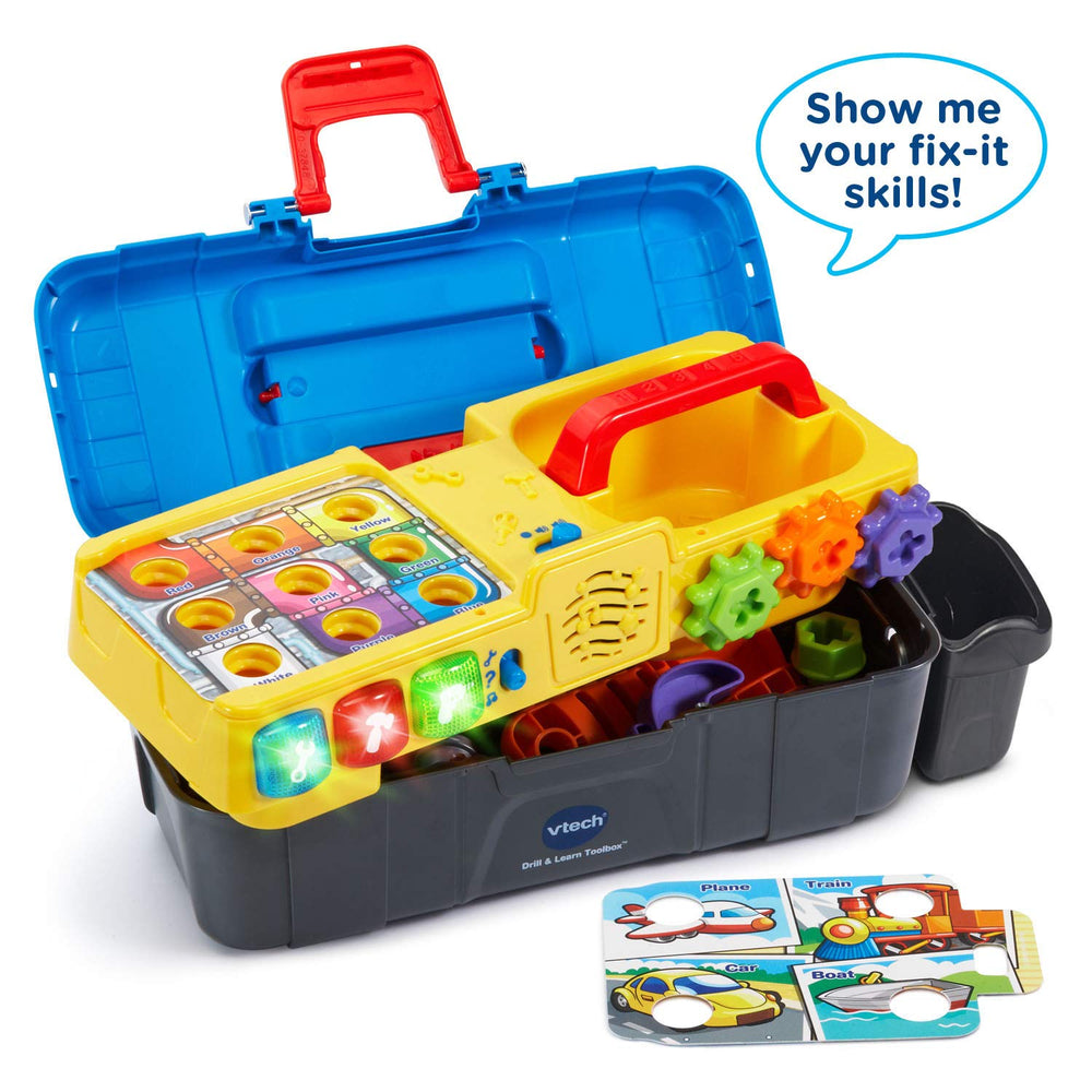 VTech bandeja electrónica detalle con botones luminosos que enseñan herramientas
