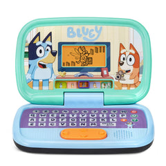 VTech Bluey vista frontal del portátil mostrando diseño y pantalla, entretenimiento portátil
