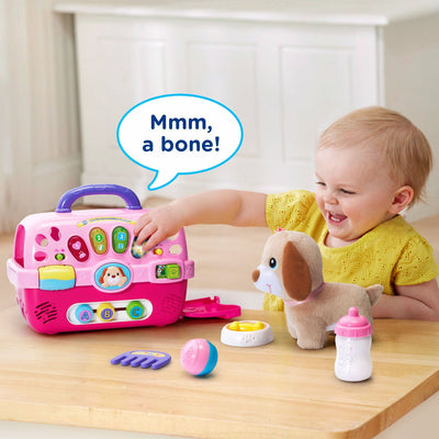 VTech carrier door open demonstrating interactive phrases and play
