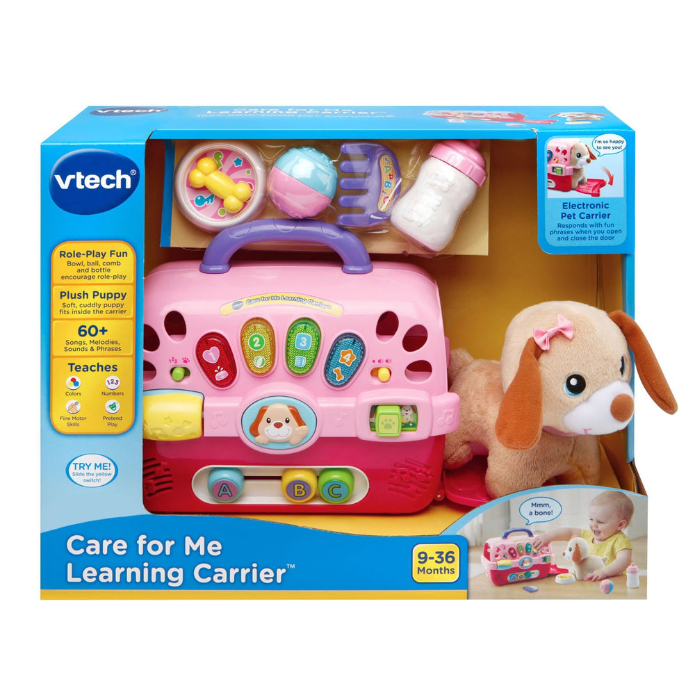 VTech lifestyle shot of child carrying carrier promoting imaginative play
