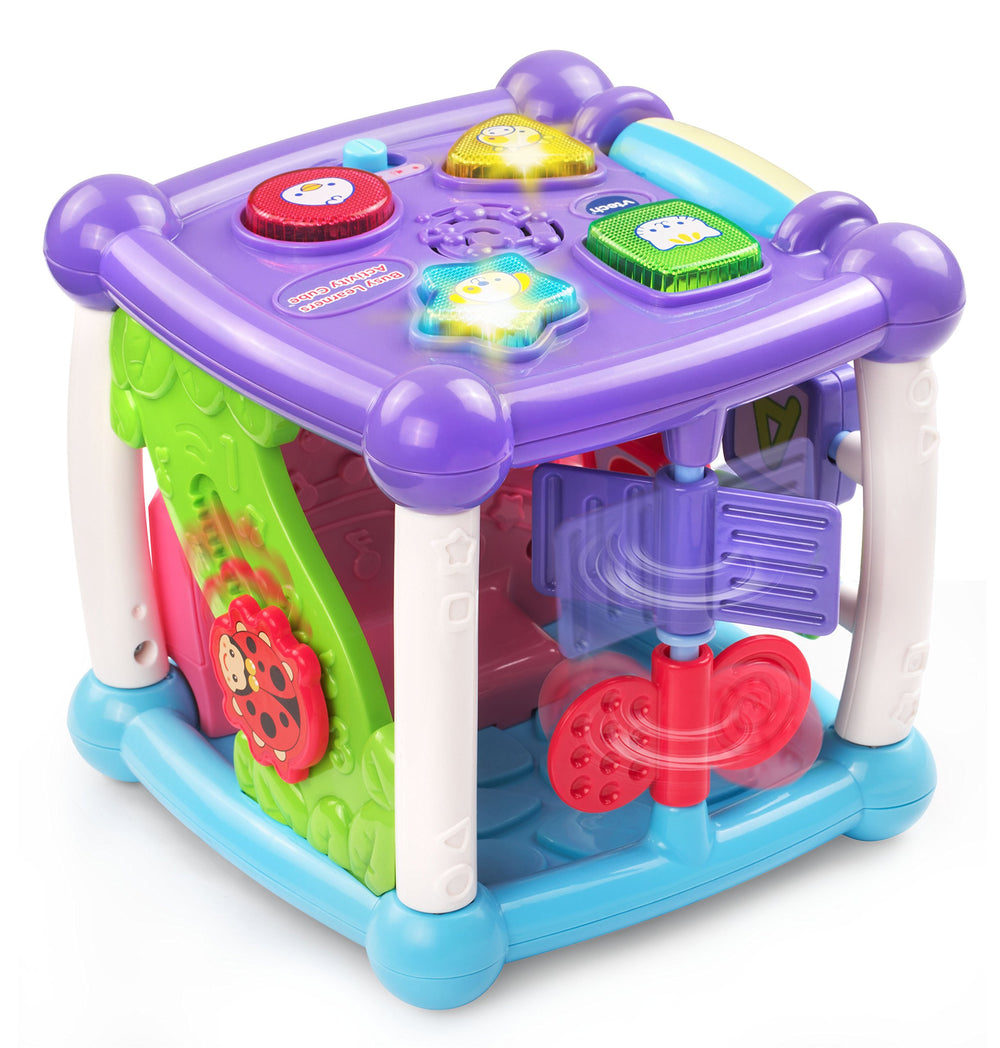 VTech detalle botones iluminados enseñando animales y formas para estimular vocabulario