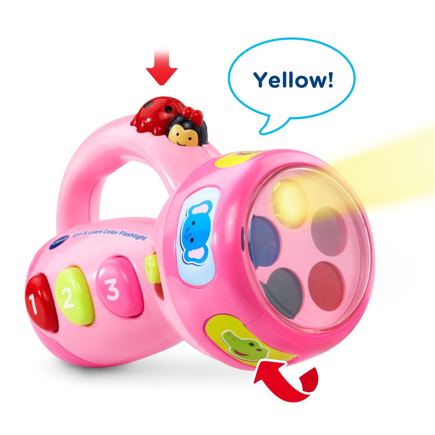VTech detalle del dial giratorio que activa colores y sonidos