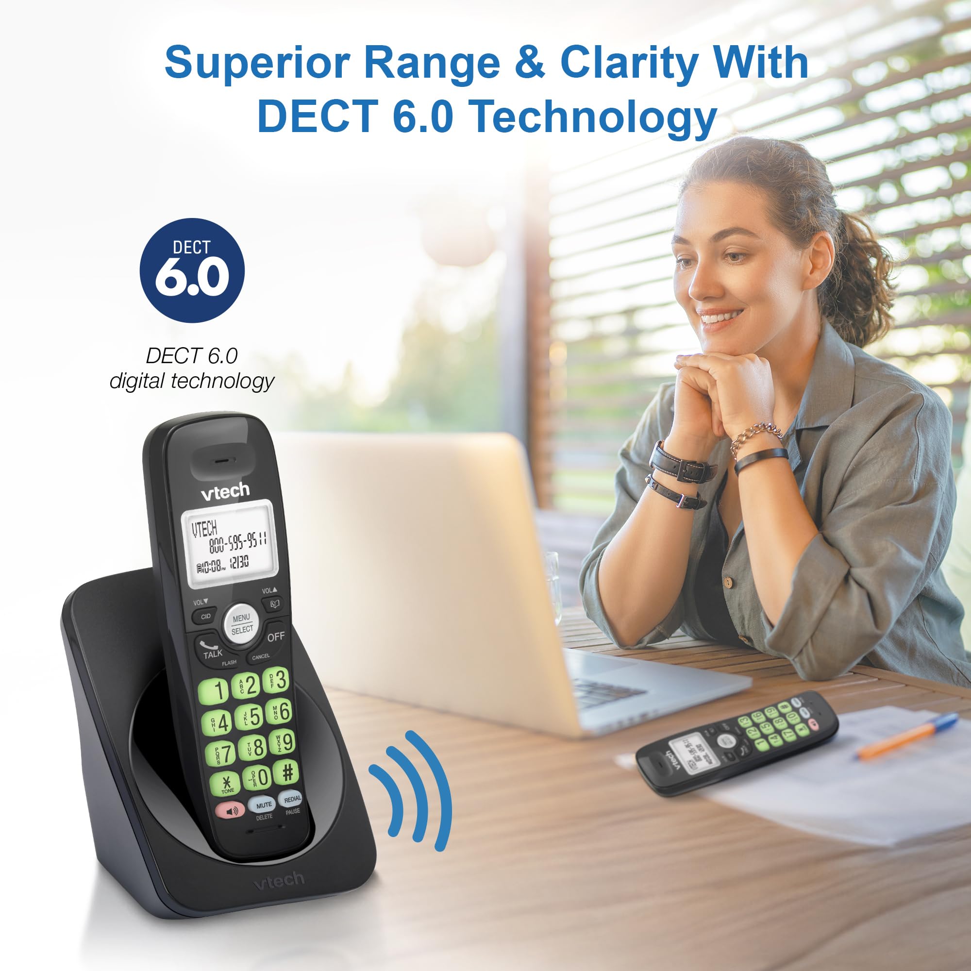 VTech manos libres full-duplex en uso para conversaciones naturales