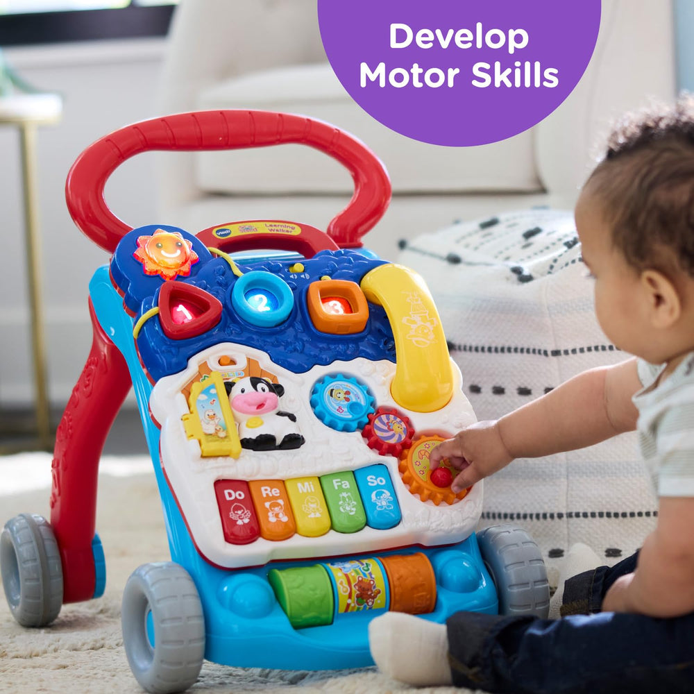 VTech colorful rollers and spinning gears improving hand coordination and tactile exploration