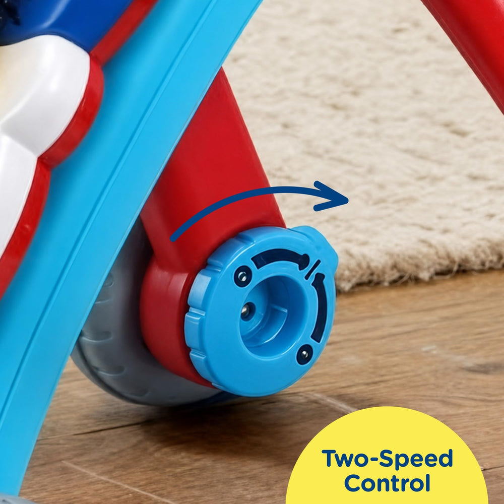 VTech comparison showing walker height next to common toy for size and scale reference