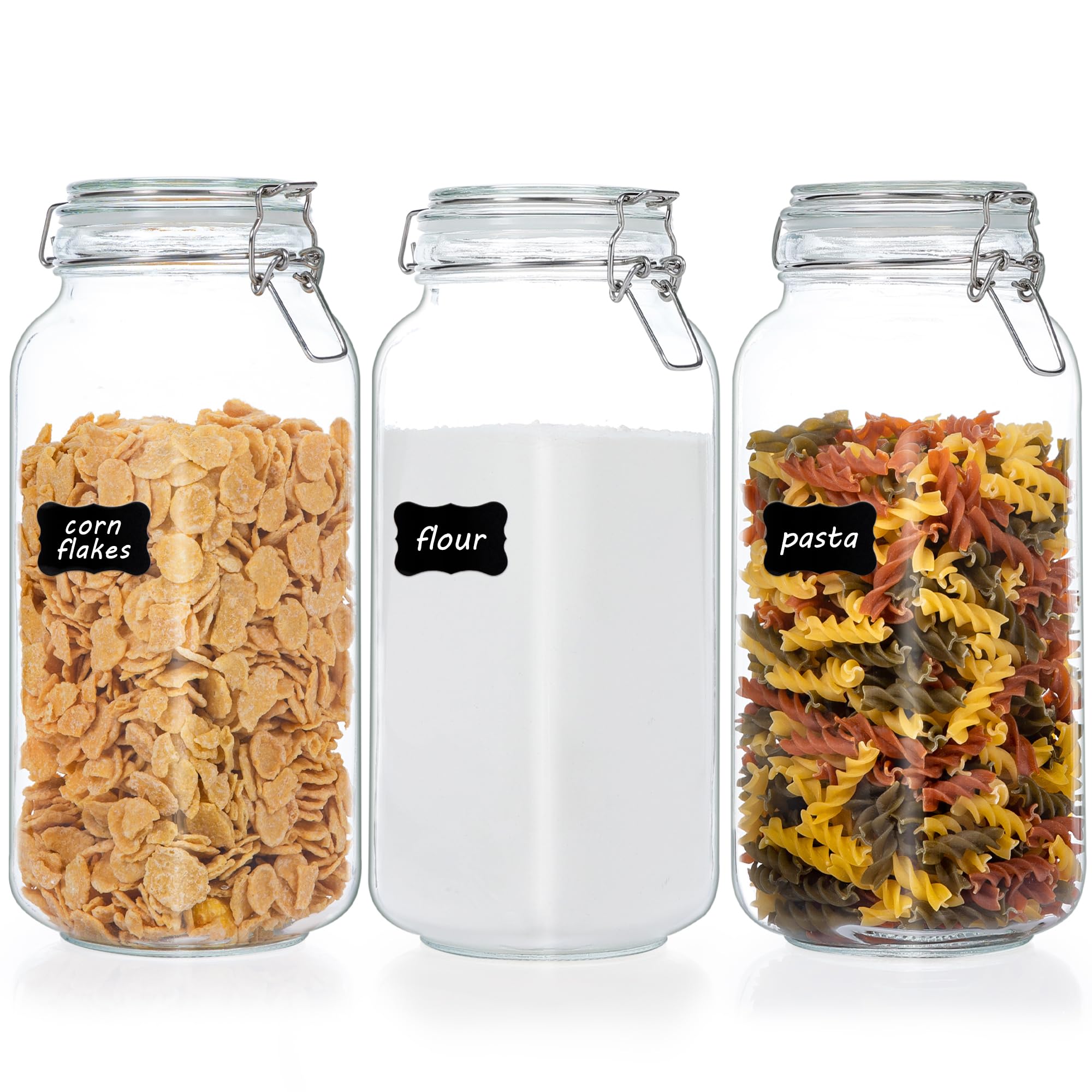 Vtopmart 78oz front packaging showing three jars and lids for easy organization