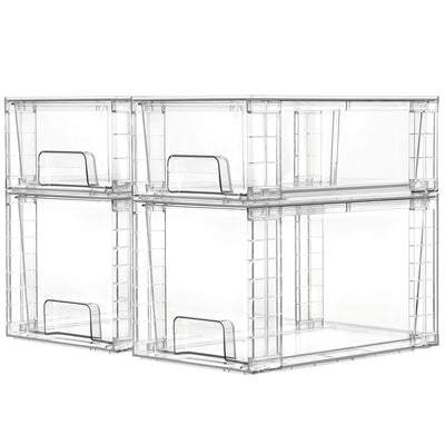 Vtopmart clear drawers front packaging showing four-piece set and visibility benefit