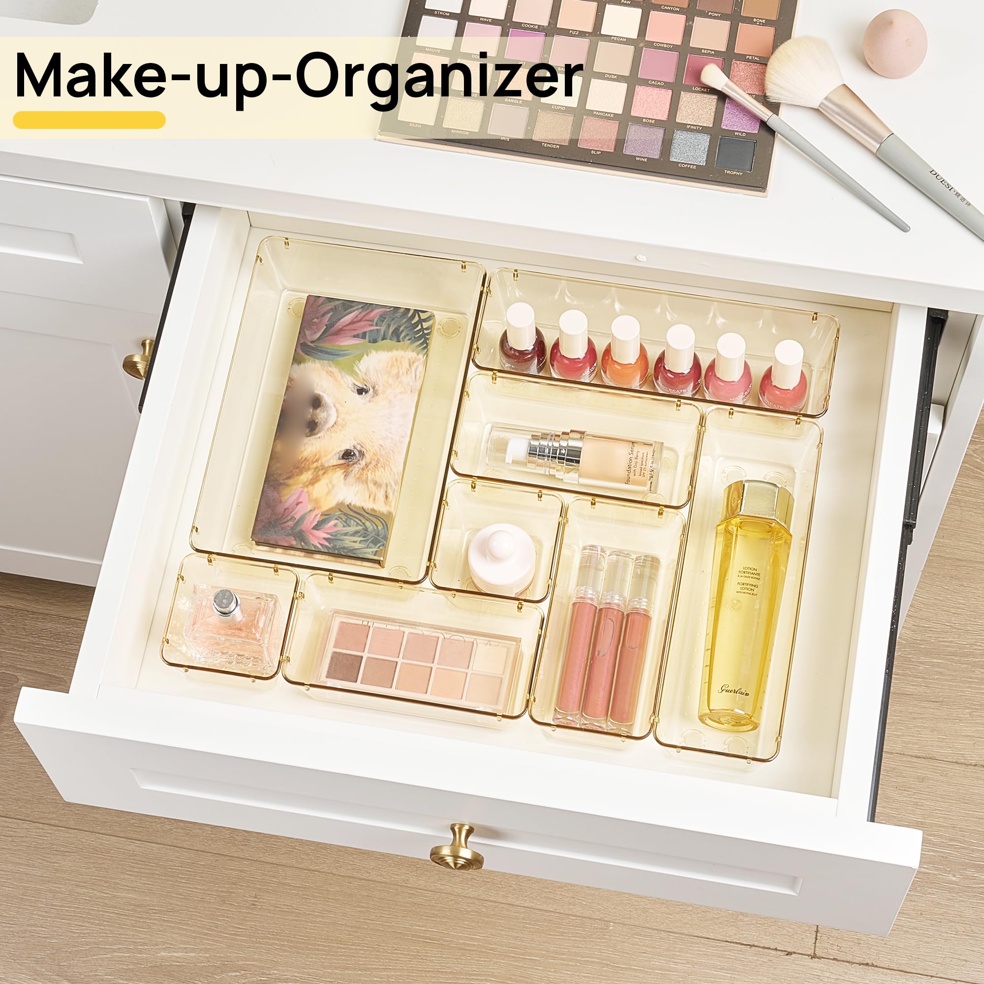 Vtopmart bandejas en uso en tocador con maquillaje, acceso rápido