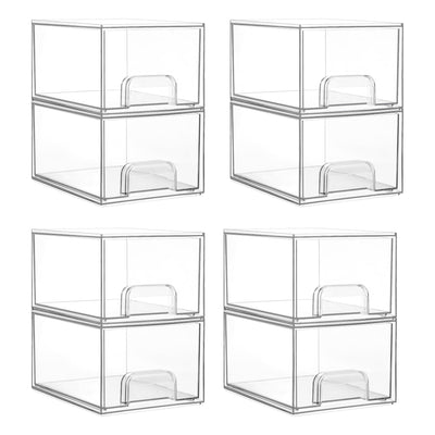 Vtopmart front view of eight clear stackable drawers showing neat storage benefit