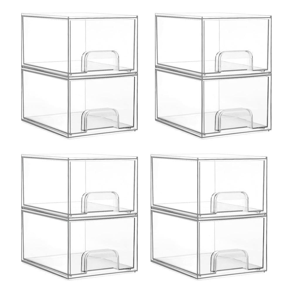Vtopmart front view of eight clear stackable drawers showing neat storage benefit