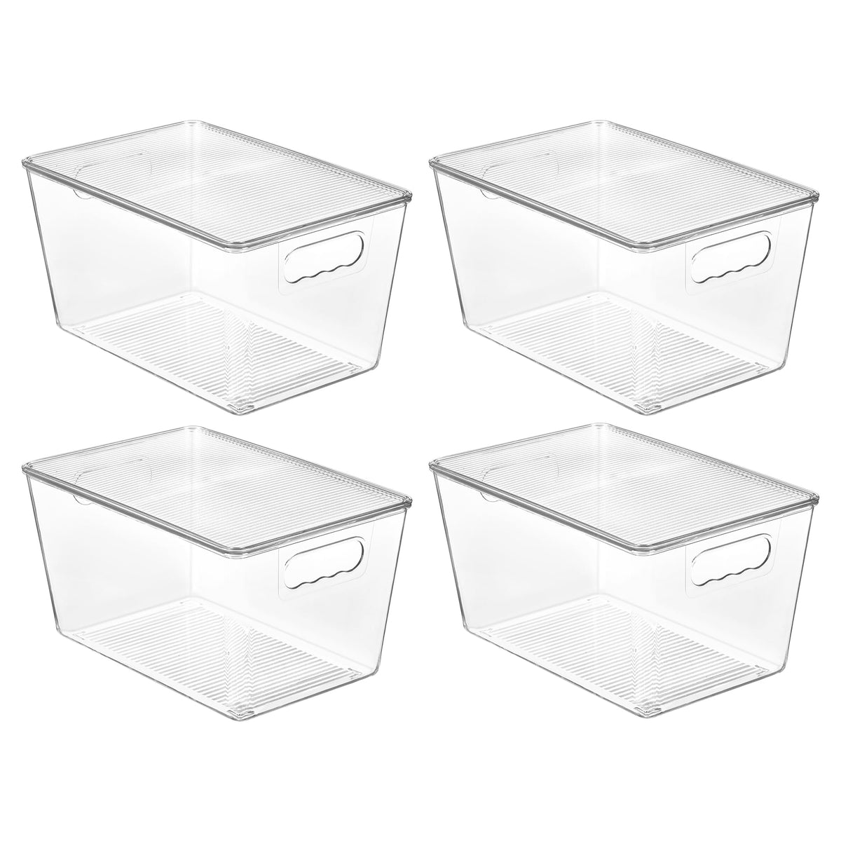 Vtopmart pack frontal de 4 cajas transparentes mostrando organización eficiente