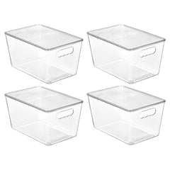 Vtopmart pack frontal de 4 cajas transparentes mostrando organización eficiente