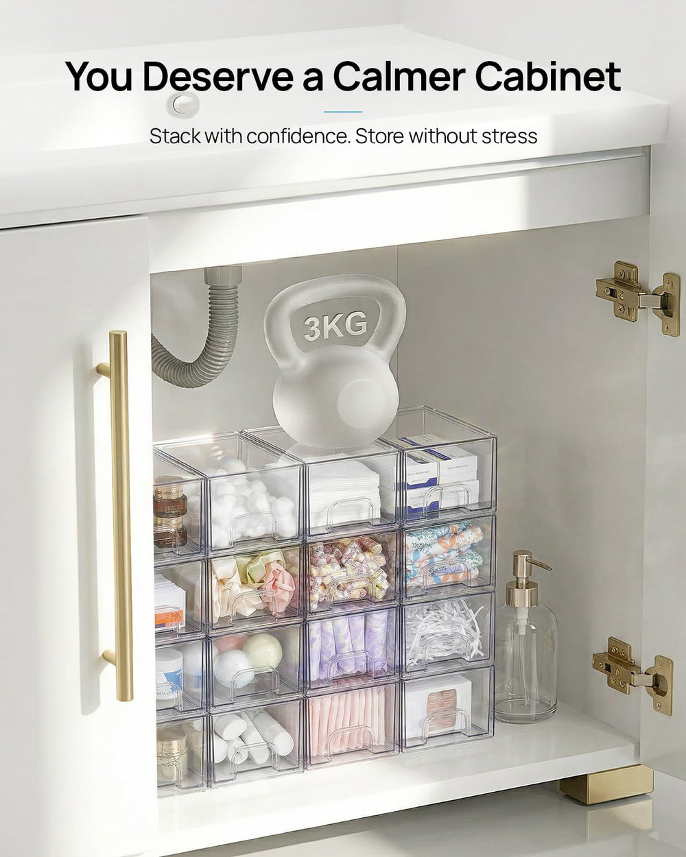 Vtopmart vanity setup with drawers organizing makeup for quick reach