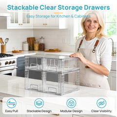 Vtopmart stackable drawers stacked side view demonstrating secure vertical storage