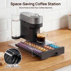 Vtopmart drawer supporting a coffee machine on top demonstrating sturdy 22 lb capacity