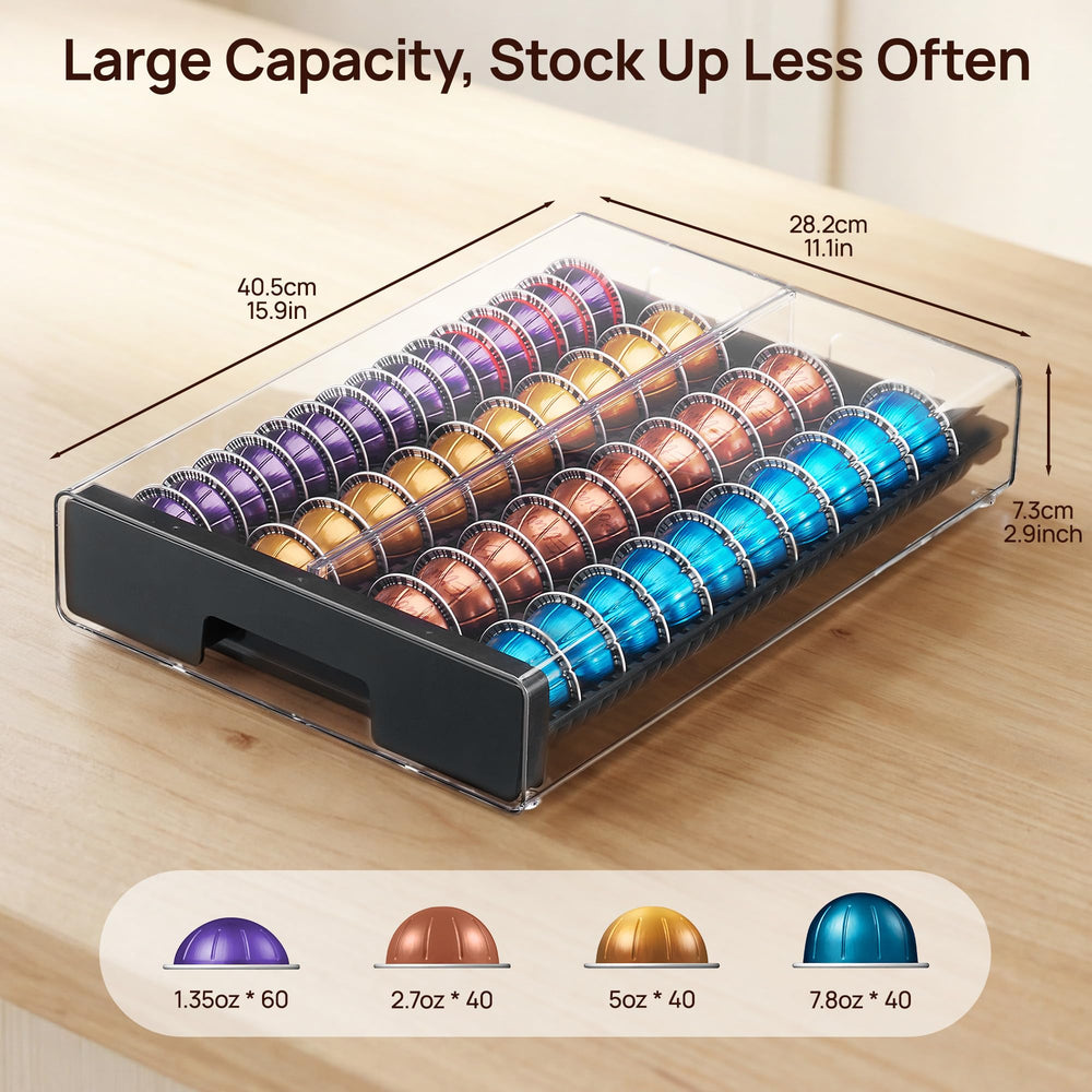 Vtopmart side profile highlighting smooth sliding drawer and compact countertop footprint
