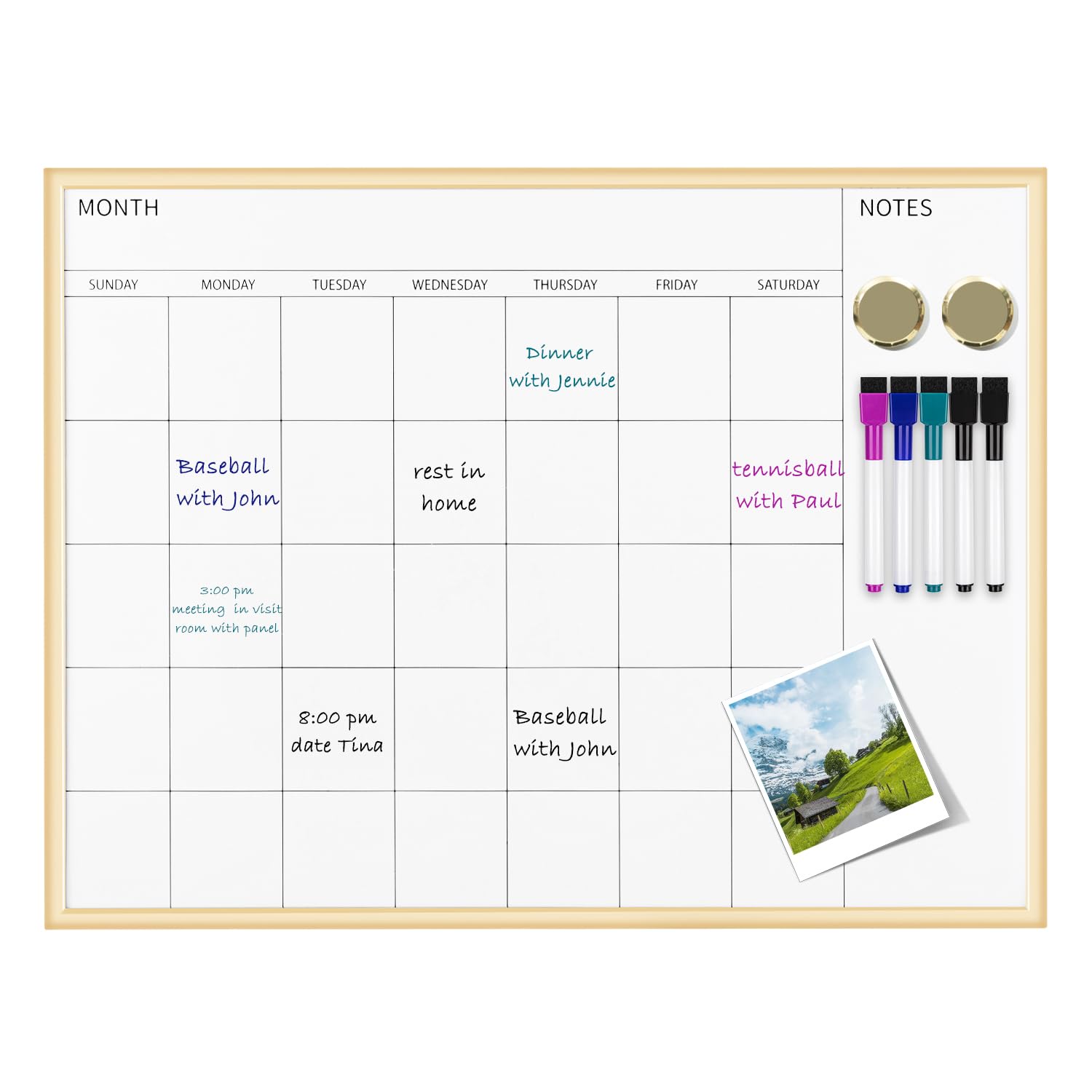 VUSIGN vista frontal con marco dorado y calendario mensual, aspecto elegante
