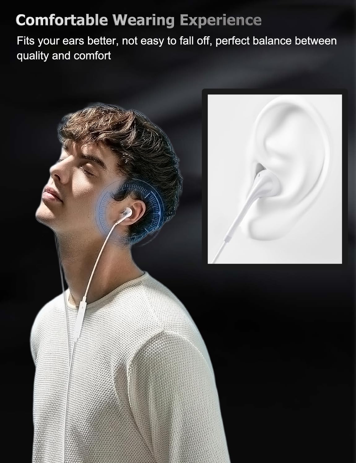 wabklove persona usando auriculares al caminar, comodidad y sujeción