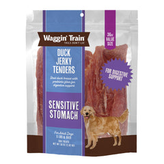 Waggin' Train paquete frontal mostrando tamaño y beneficios naturales
